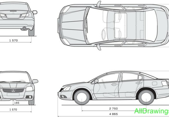 Mitsubishi Galant (2008) (Мицубиси Галант (2008)) - чертежи (рисунки) автомобиля